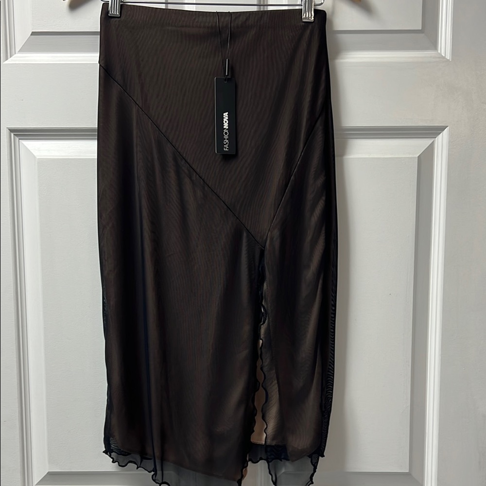 Vero Moda Black Asymmetrical Midi Skirt by Fashion Nova Sz L
